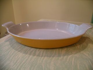 Vintage Le Creuset 32 Enameled Cast Iron Oval Baking Dish Yellow/orange,  9.  5x15