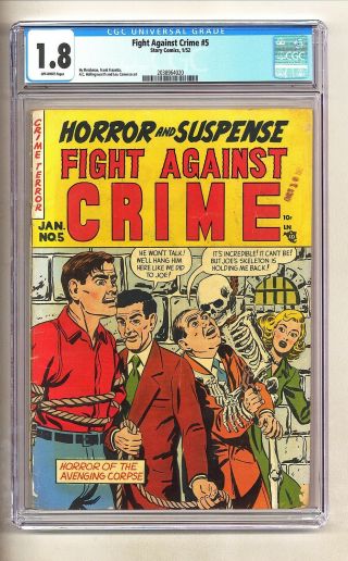 Fight Against Crime 5 (cgc 1.  8) O/w Pages; Frank Frazetta Art; 1952 (c 25898)