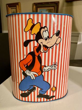 VINTAGE Walt DISNEY CHARACTER TRASH CAN CHEINCO Donald Duck Mickey Mouse Goofy 2
