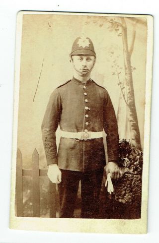 Victorian Cdv Photo Military Police Policeman In Uniform Unlocated Photographer