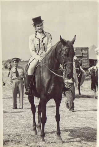 Vintage Old 1947 Photo Of Girl Woman On Circus Show Horse In Ohio