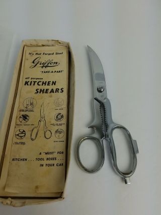 Vintage Griffon Take A Part Kitchen Shears Scissors Chrome Made In Italy