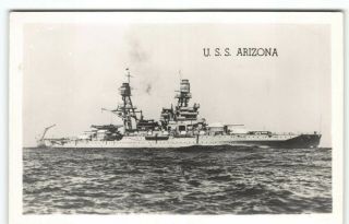Htf Uss Arizona Ship Sunk Wwii Hawaii Rppc Real Photo Postcard Navy
