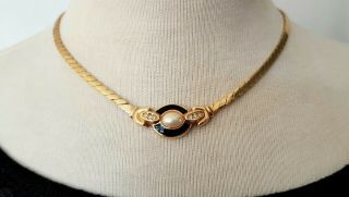 Vintage Christian Dior Choker Necklace Gold Tone