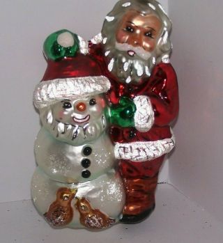 Radko Christmas Tree Ornament Santa With Snowman