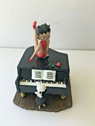 Betty Boop Wind Up Music Box Musical Figurine Spins On Piano Dog Plays Reitred