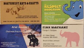 Usa Business Cards - 5 Zebras - 7 Elephants - Wild Animals
