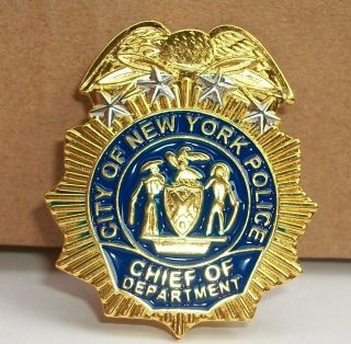 Nypd Police Chief Of Department Mini Badge Shield Nyc Chief Lapel Pin Not Coin