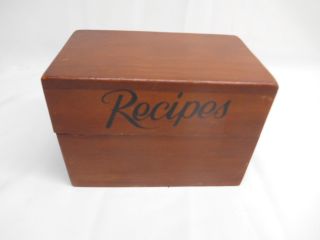 Old Vtg Wood Recipe Card File Box Stenciled Recipes Kitchenware Kitchen Storage