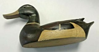 Vintage Primitive Rustic 12 " Hand Carved Wooden Duck Decoy Mallard
