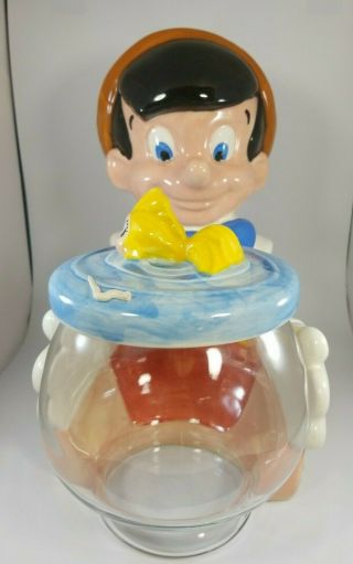 Pinocchio Disney Cookie Jar With Fish Bowl By Treasure Craft Made In Mexico