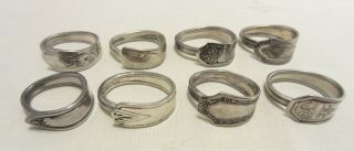 Set Of 8 Silver Plated Napkin Rings Custom Made From Vintage Flatware Silverware