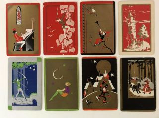 8 Vintage Playing Cards Children Stories/fairy Tales/nursery Rhymes Joker