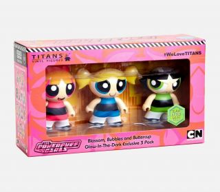 Titan Titans Powerpuff Girls Gid Vinyl Figure 3 - Pack Set 3 " Cartoon Network