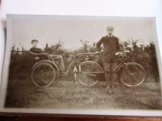 Early Adapted Bicycle With Rickshaw,  York - Vintage Real Photo Postcard C1910