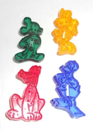 Vintage Loma Walt Disney 4 Cookie Cutters Mickey Minnie Mouse Donald Duck Pluto
