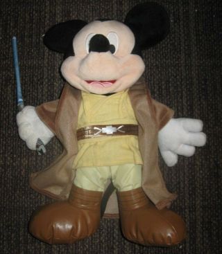 Star Wars Disney Parks Authentic Mickey Mouse Plush Jedi With Sound