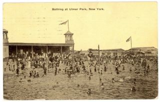 Ulmer Park Brooklyn Nyc Ny - View Of Pavilion & Bathing Beach - Postcard