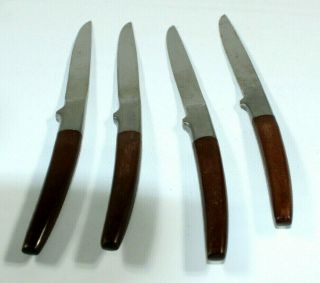 4 Ekco Eterna Canoe Muffin Stainless Serrated Dinner Knives Japan Steak 1950 