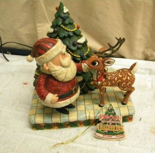 Rudolph The Red Nosed Reindeer And Santa Jim Shore Christmas Enesco Figurine