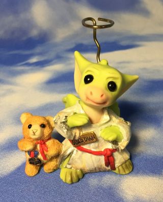 Htf Retired Pocket Dragons " My Guardian Dragon " Figurine Teddy Bear 013924 Rguc