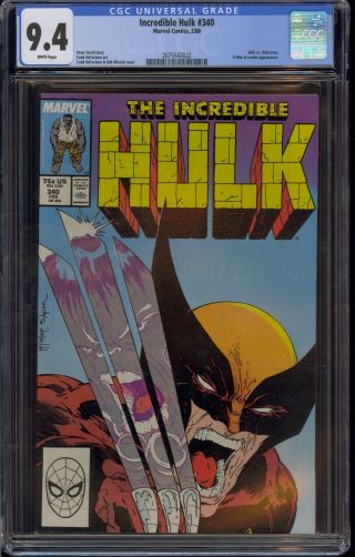 Incredible Hulk 340 Cgc 9.  4 White Pages Wolverine 1988 Mcfarlane Comic Kings