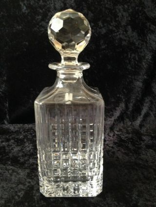 Vintage Tiffany & Co Square Glass Decanter With Faceted Stopper Made In Italy