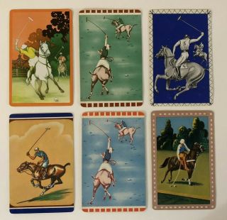 6 Vintage Playing Cards Horses & Polo Players 1 Arrco Ace Of Spades