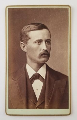 Cdv Photograph Portrait Of A Man With Mustache H G White Monroe Wisconsin