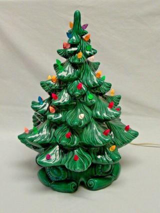 Vintage Ceramic 16 1/2 " Tall Lighted Christmas Tree With Base