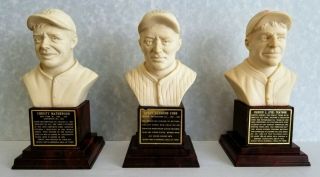 3 Baseball Hall Of Fame Statues Busts 1963 Cobb Traynor Mathewson Vintage