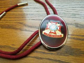Vintage Veterans Of Foreign Wars Life Member Bolo Tie