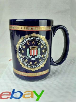 Fbi Heraldry Coffee Mug Cobalt Blue Federal Bureau Of Investigation