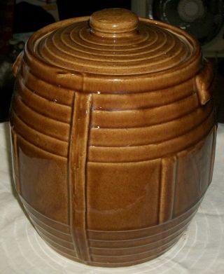 Vintage Red Wing Brown Basket Stoneware Cookie Jar Glaze