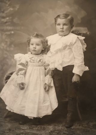 1880’s Cabinet Card Photo Adorable Young Brother Sister Manchester Iowa