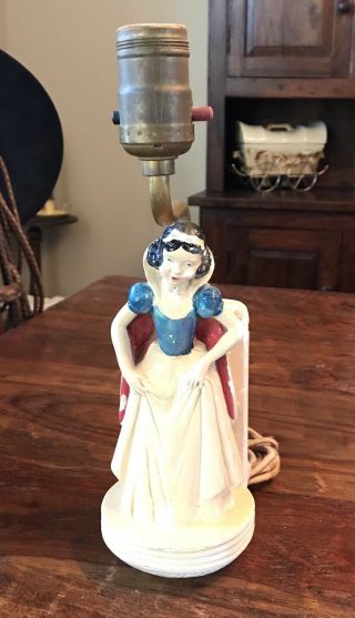 Vintage Disney Snow White Lamp Plaster/chalkware 1930s