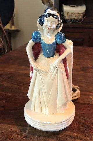 Vintage Disney Snow White Lamp Plaster/Chalkware 1930s 2