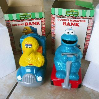 Vintage Gorham Sesame Street Cookie Monster & Big Bird Coin Banks