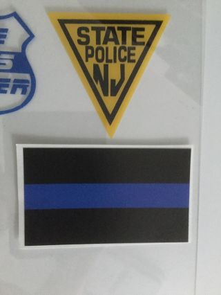 Nj Jersey State Police Inside - Windshield Auth Decal 1,  1 Blue Line Sticker