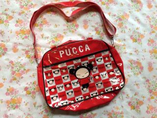 Pucca Handbag Purse Vinyl 2000s Anime Character Kawaii Girls Red Shoulder Bag