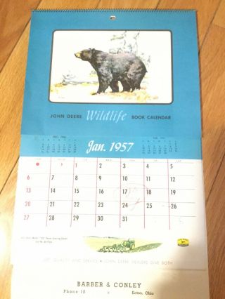 Vintage 1957 Barber & Conley John Deere Wildlife Book Calendar From Eaton Ohio