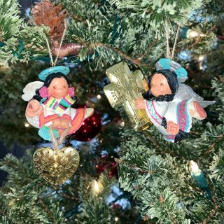 " Amigos Del Sol " Set Of 2 Angel Christmas Ornaments " Friends Of The Feather "