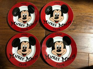 Mickey Mouse Club Luncheon Plates Set Of 4 - 1956 Club Logo