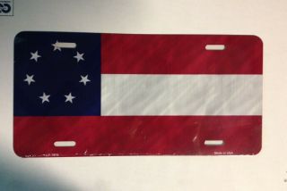 Civil War " 1st National Confederate 7 Star Flag " License Plate Made In Usa