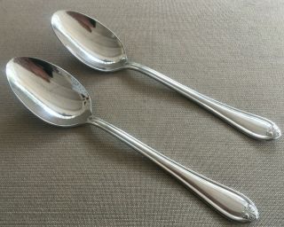 2 Oval Place Soup Spoons Lenox Bellina Outline Stainless Flower Tip 18/10 297881