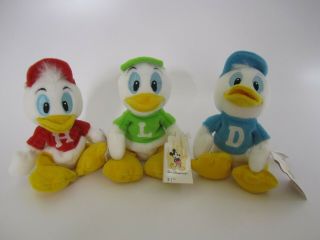 Set 3 Walt Disney World Plush Huey Dewey Louie 9 " Bean Bags Donald Duck3
