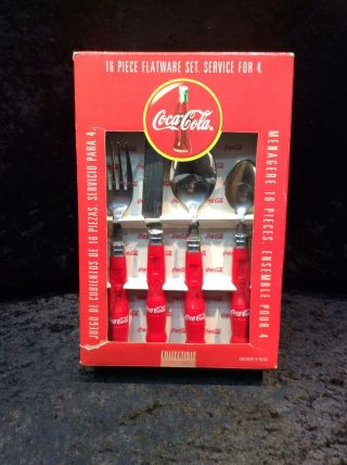 Coca - Cola 16 Piece Flatware Set For 4 Place Setting