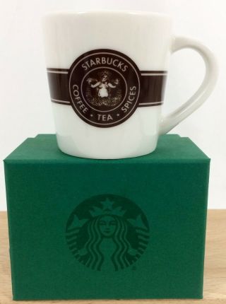 Starbucks White Brown Mermaid Logo Coffee Tea Spice Demi Mug Espresso 3 Oz Cup