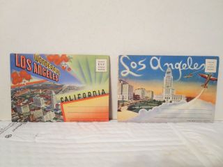 Los Angeles (two Linen Postcard Folders) Biltmore,  Ambassador Hotel,  Brown Derby