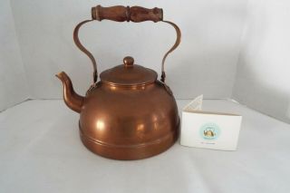 Vintage Copper Kitchen Teapot Kettle Wood Handle Tagus Portugal R - 52